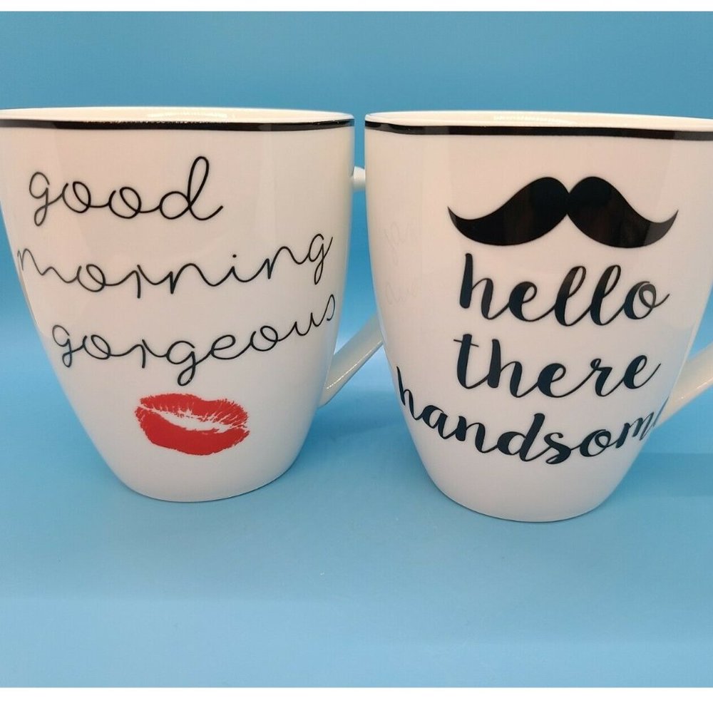 Nature's Home Coffee Mug Set "Good Morning Gorgeous" & "Hello There Handsome"